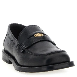 Black Velvet Leather Slip-On Loafers