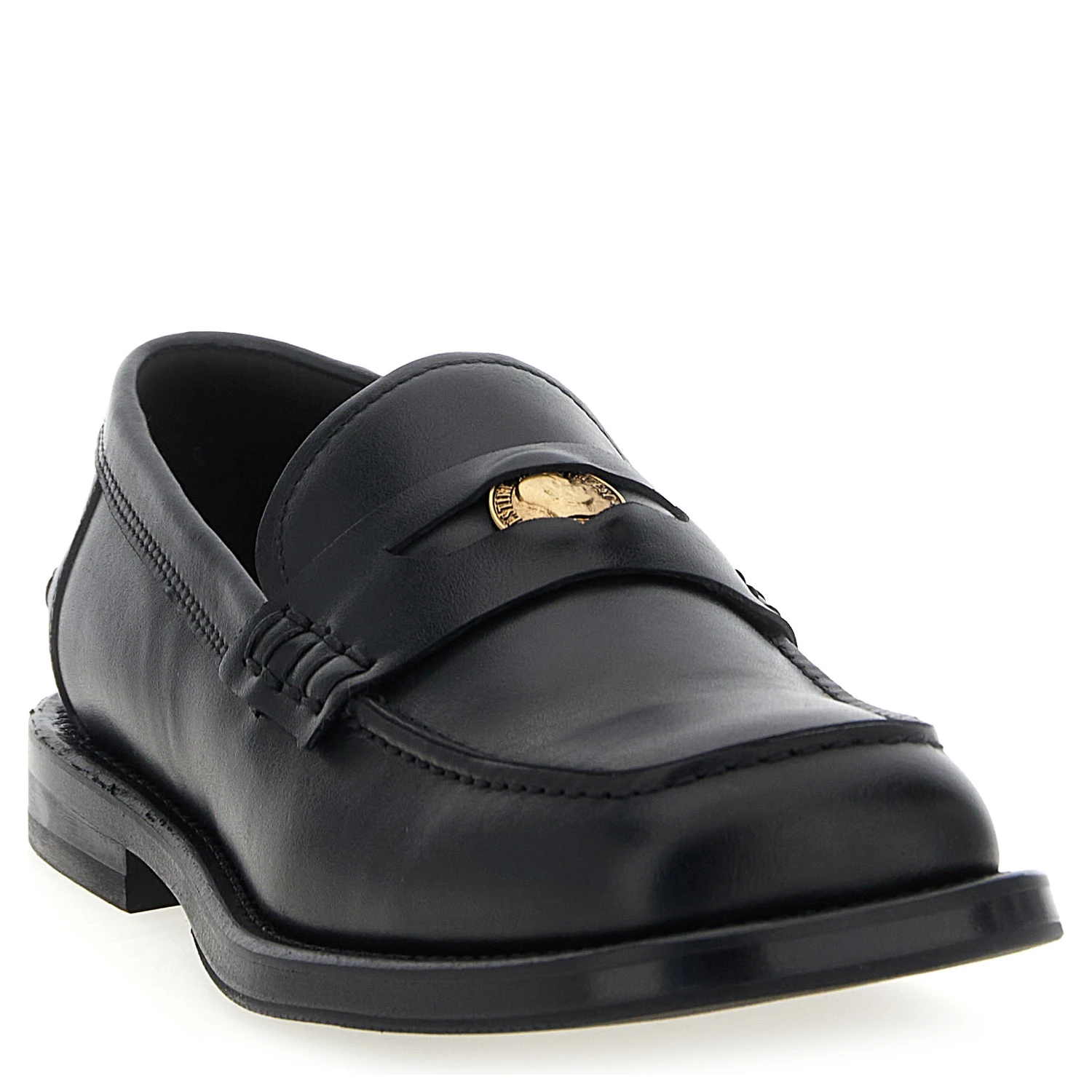 Black Velvet Leather Slip-On Loafers