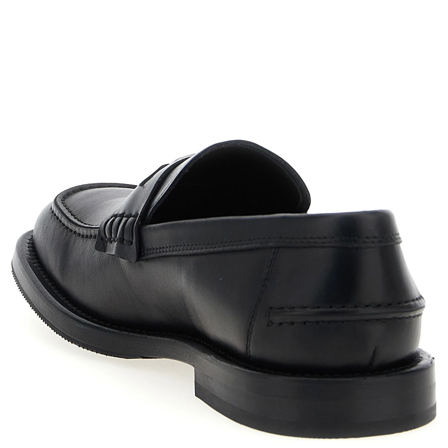 Black Velvet Leather Slip-On Loafers