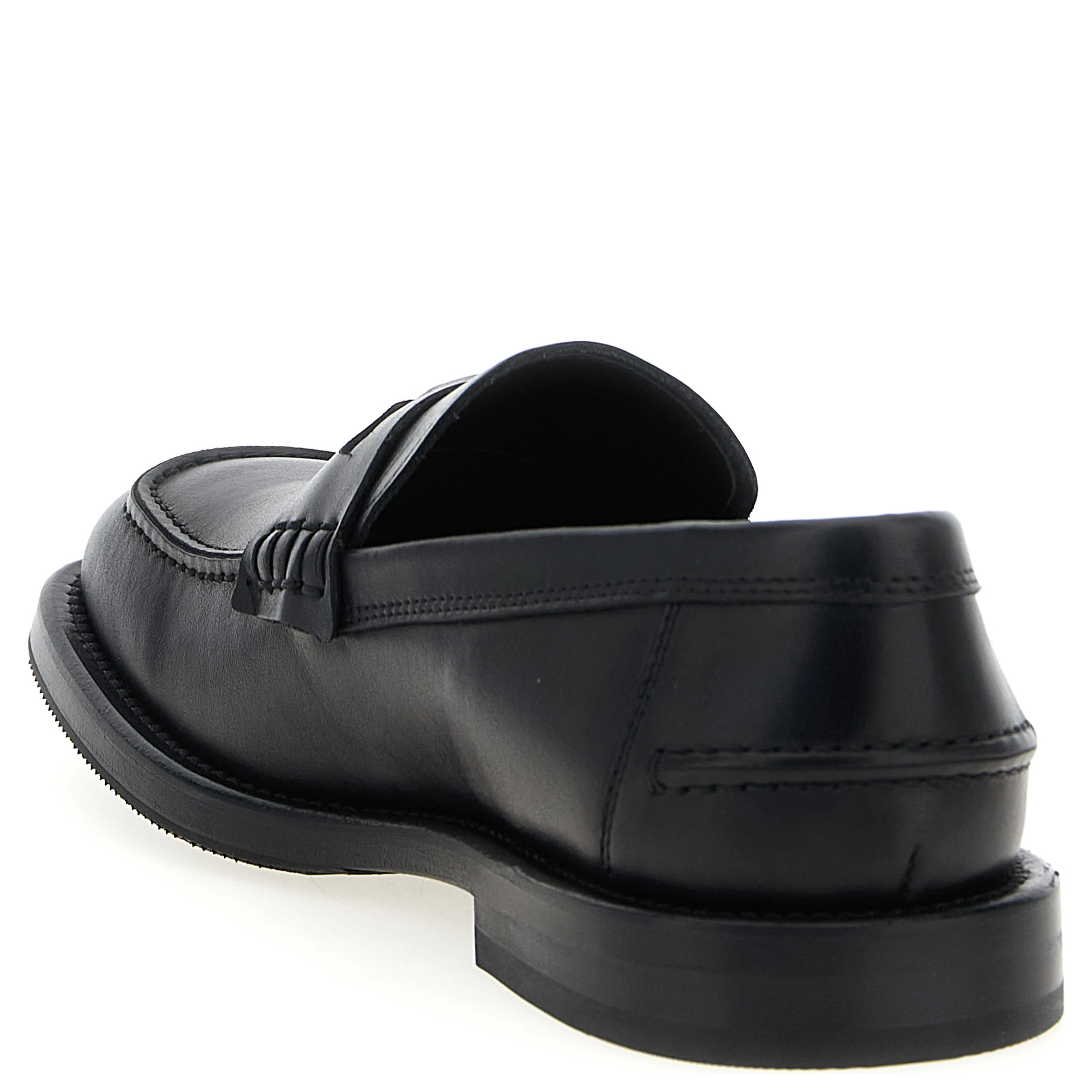 Black Velvet Leather Slip-On Loafers