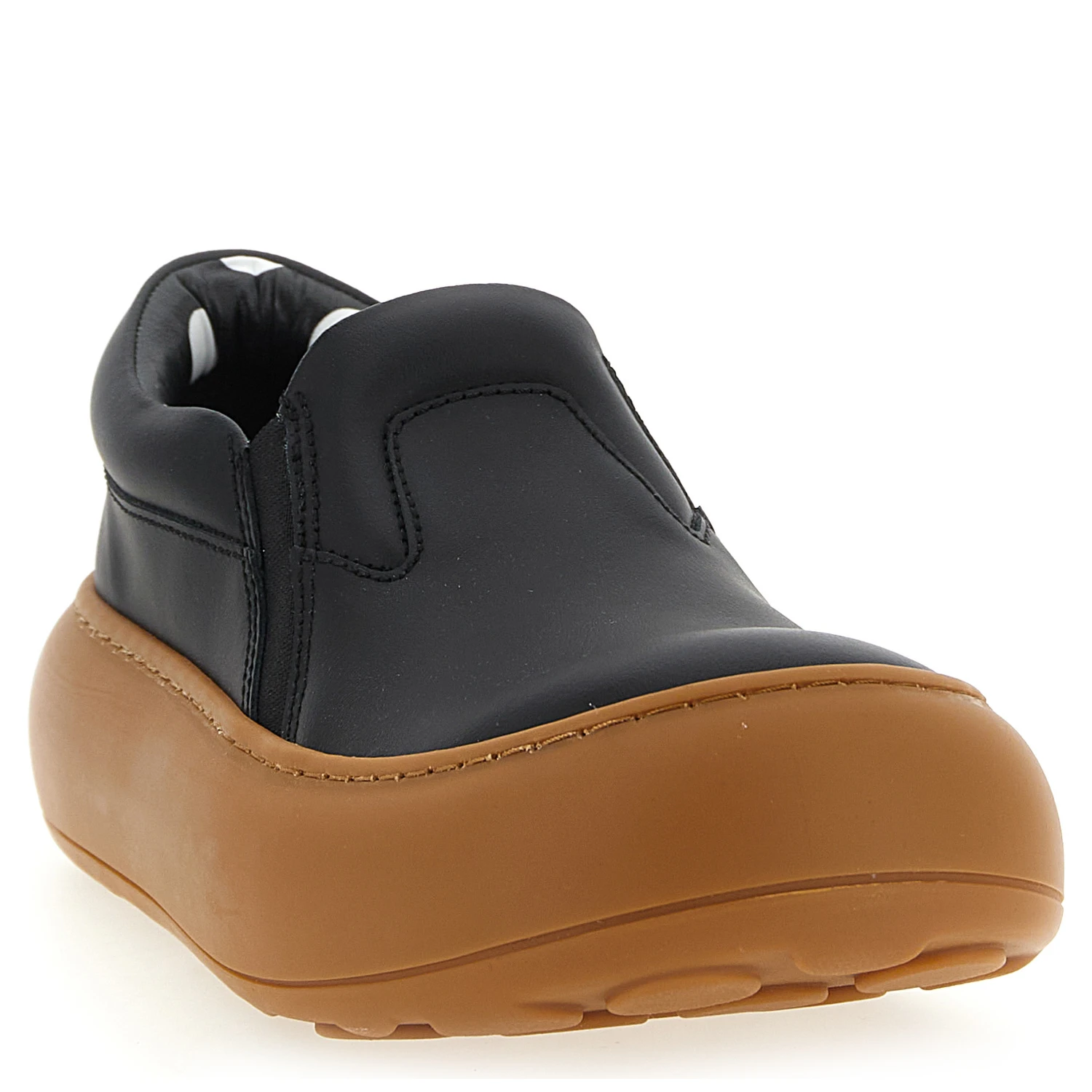Black Leather Chunky Sneakers