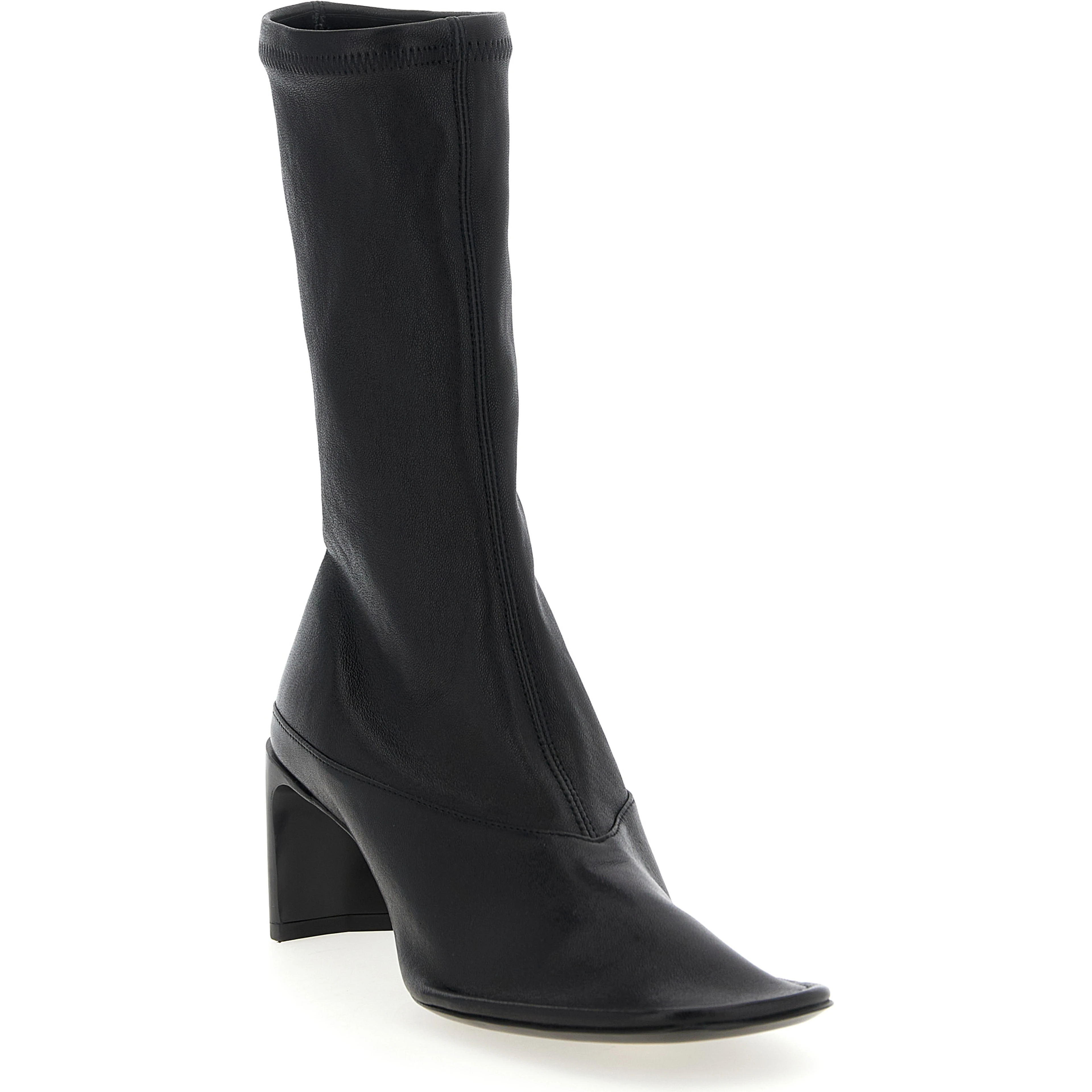 Black Lamb Leather Ankle Boots