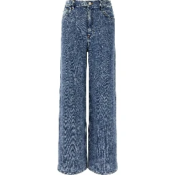 Blue Cotton High-Waisted Jean