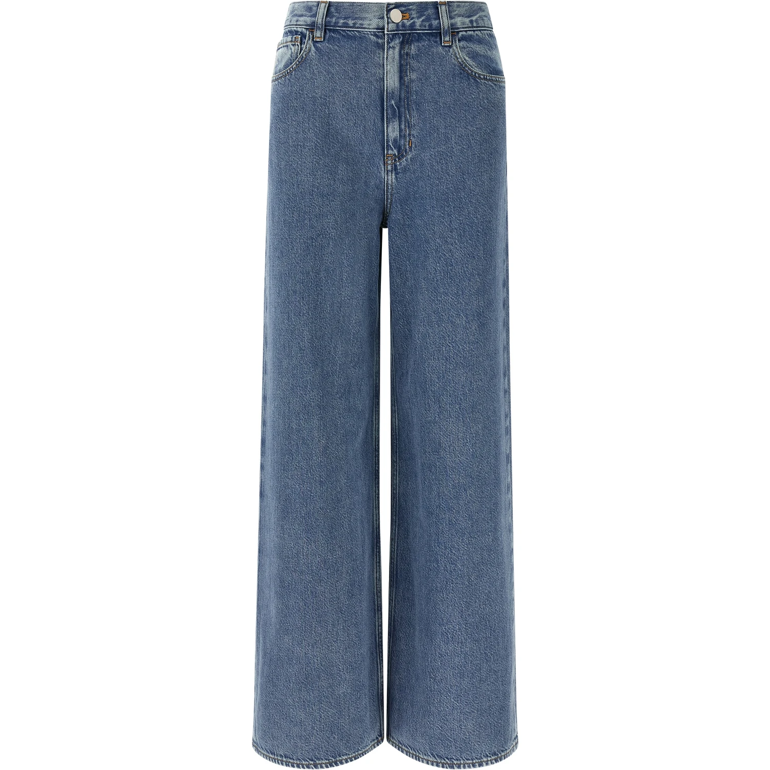 Blue Cotton High-Waisted Jean