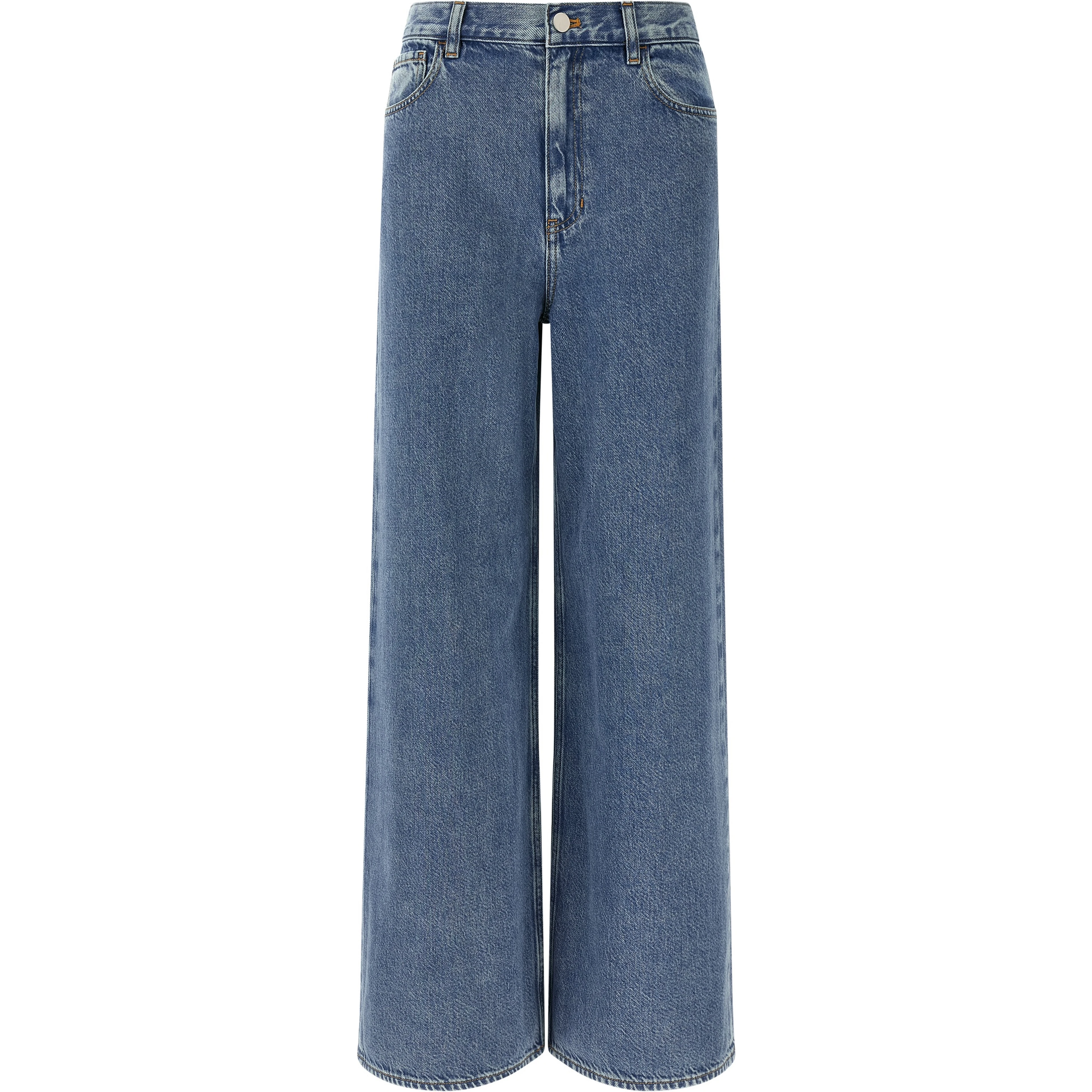 Blue Cotton High-Waisted Jean