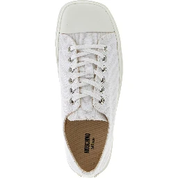 White Cotton Low Top Sneakers