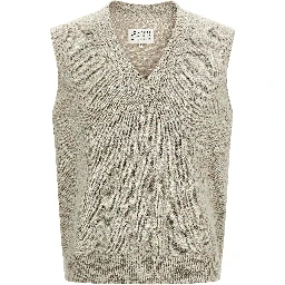 Beige Cotton Sleeveles Sweater