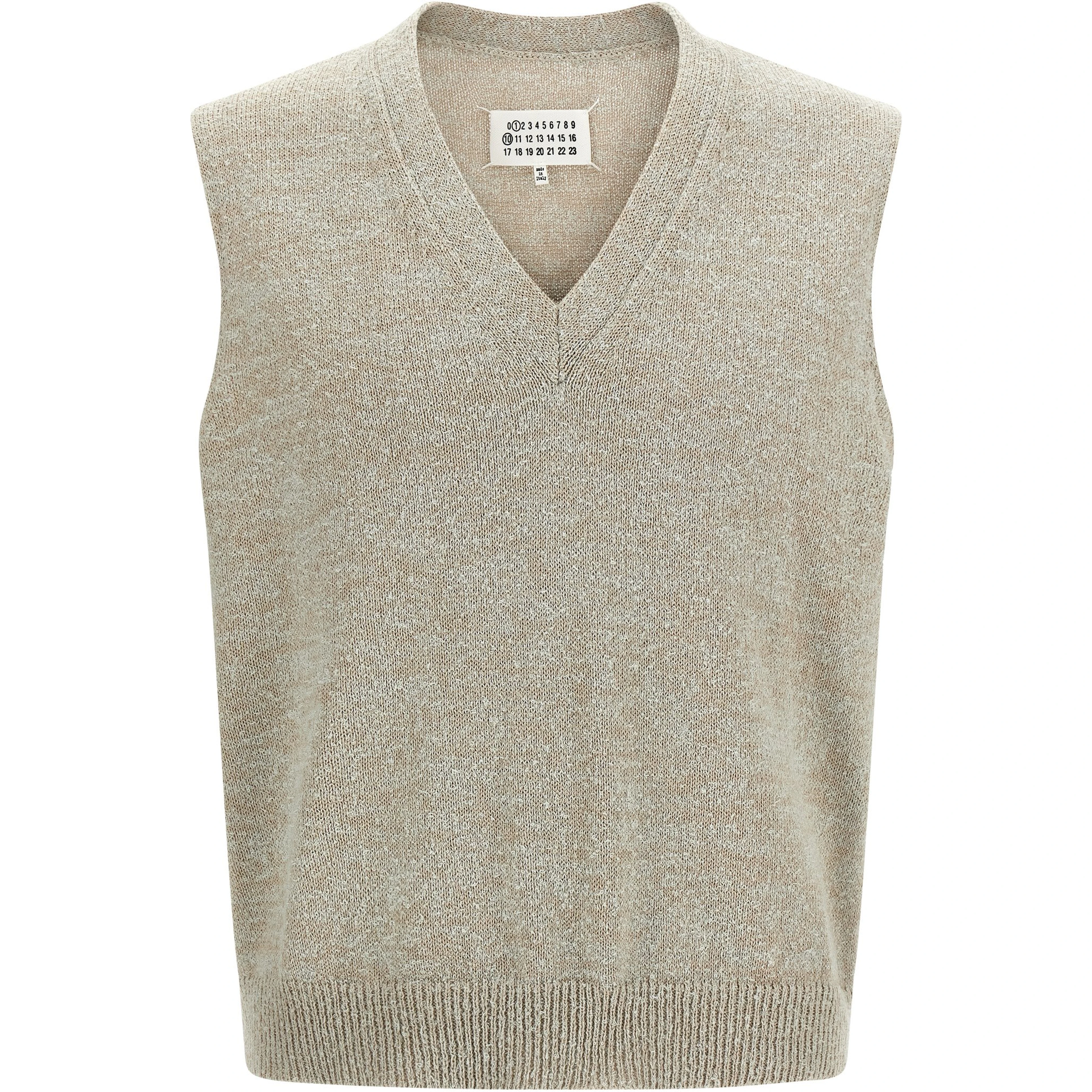 Beige Cotton Sleeveles Sweater