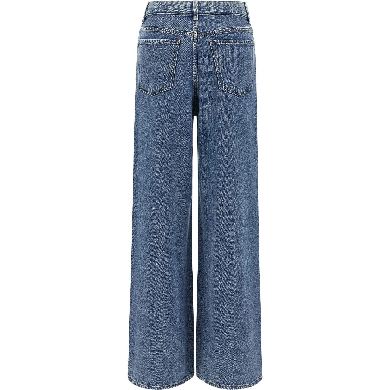 Blue Cotton High-Waisted Jean