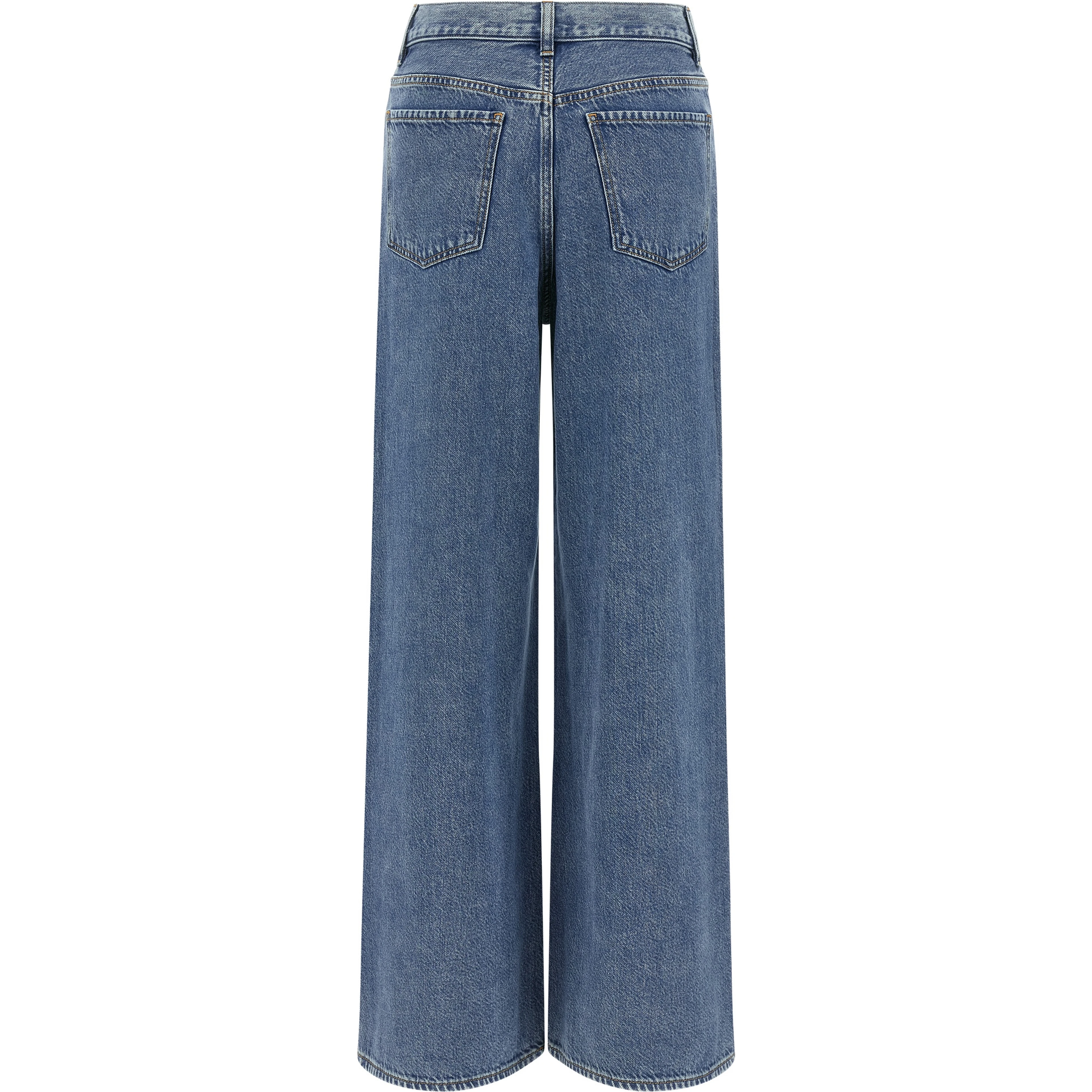 Blue Cotton High-Waisted Jean