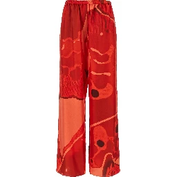 Multicolor Silk Casual Pants