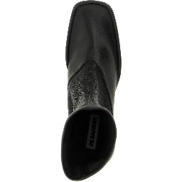 Black Lamb Leather Ankle Boots