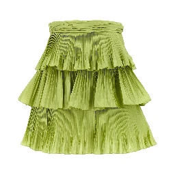 Bicolor Silk Long Skirt