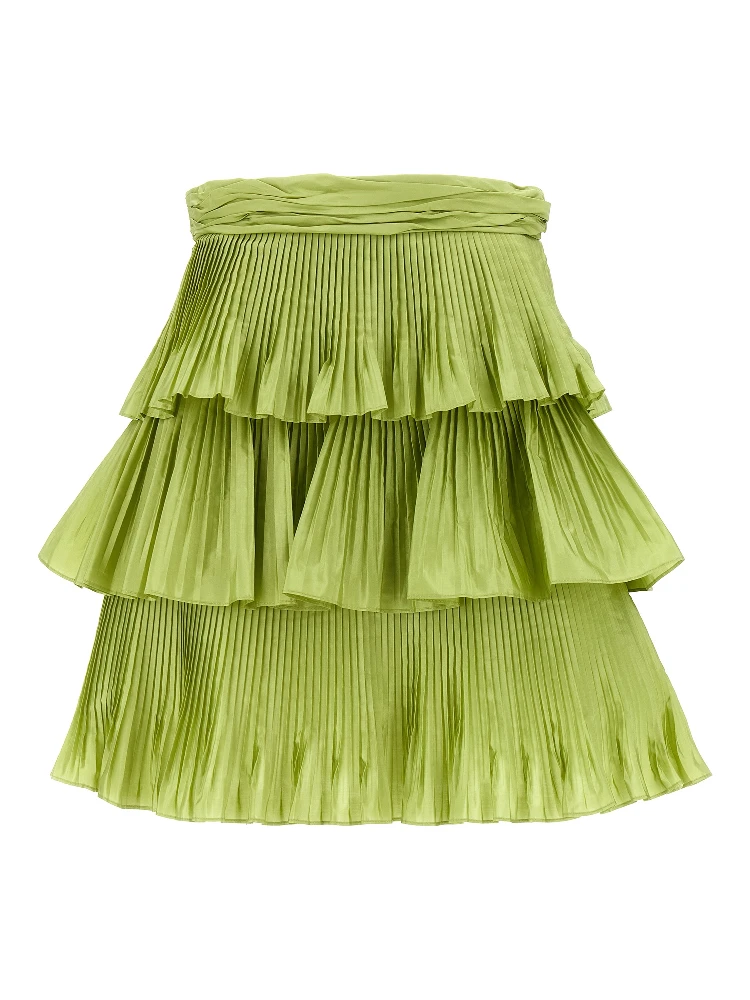 Bicolor Silk Long Skirt