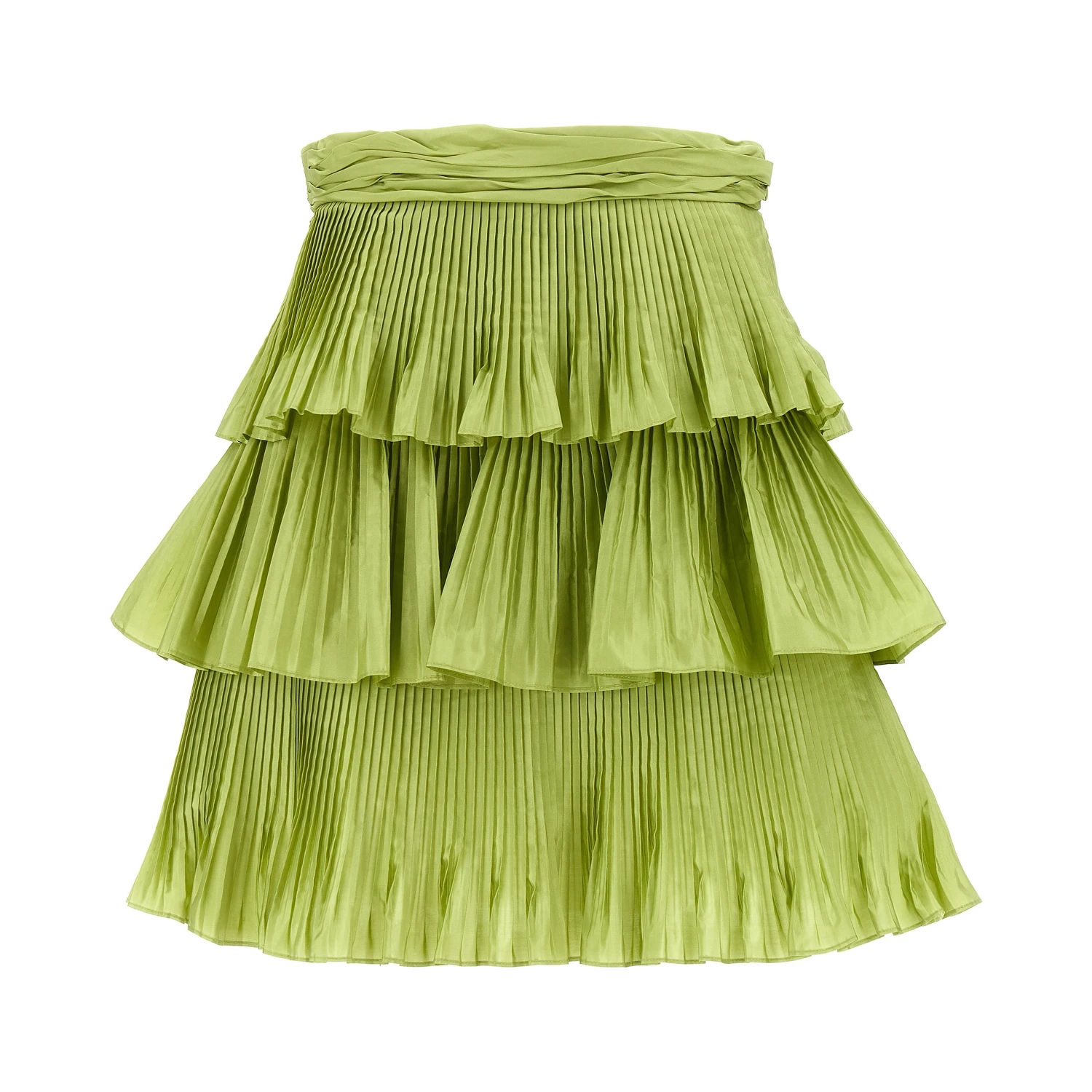 Bicolor Silk Long Skirt