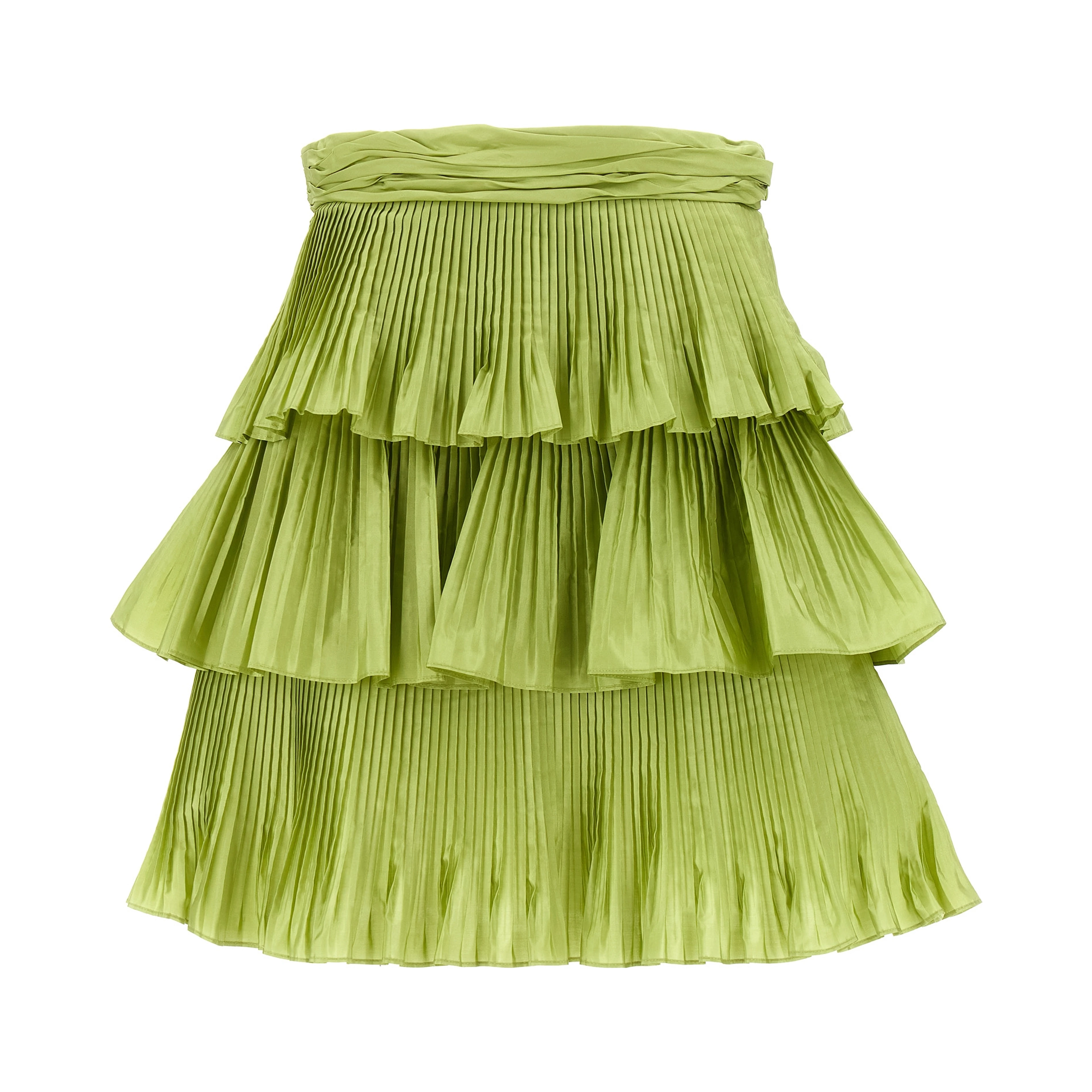 Bicolor Silk Long Skirt