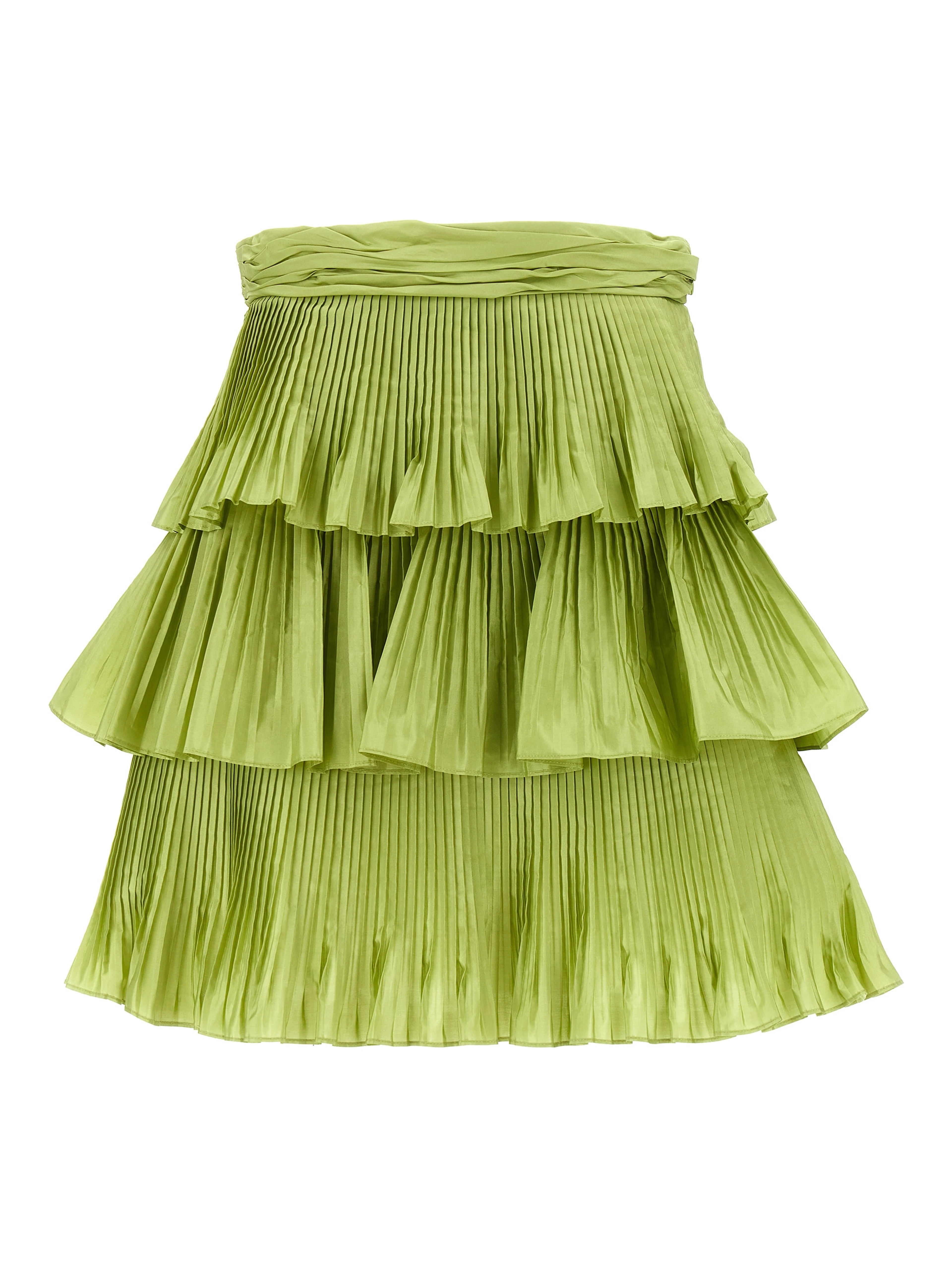 Bicolor Silk Long Skirt