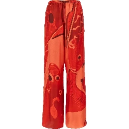 Multicolor Silk Casual Pants