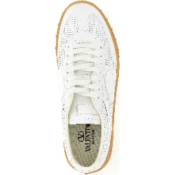 White Calfskin Low Top Sneakers