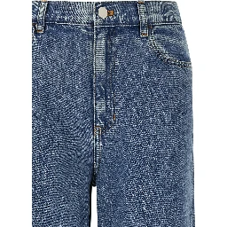 Blue Cotton High-Waisted Jean