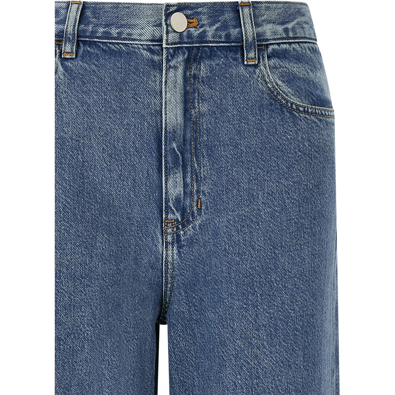 Blue Cotton High-Waisted Jean