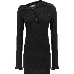 Black Virgin Wool Short Dress