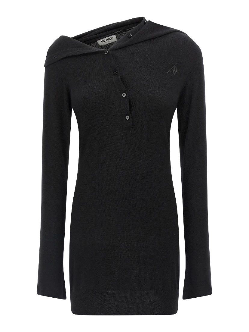 Black Virgin Wool Short Dress