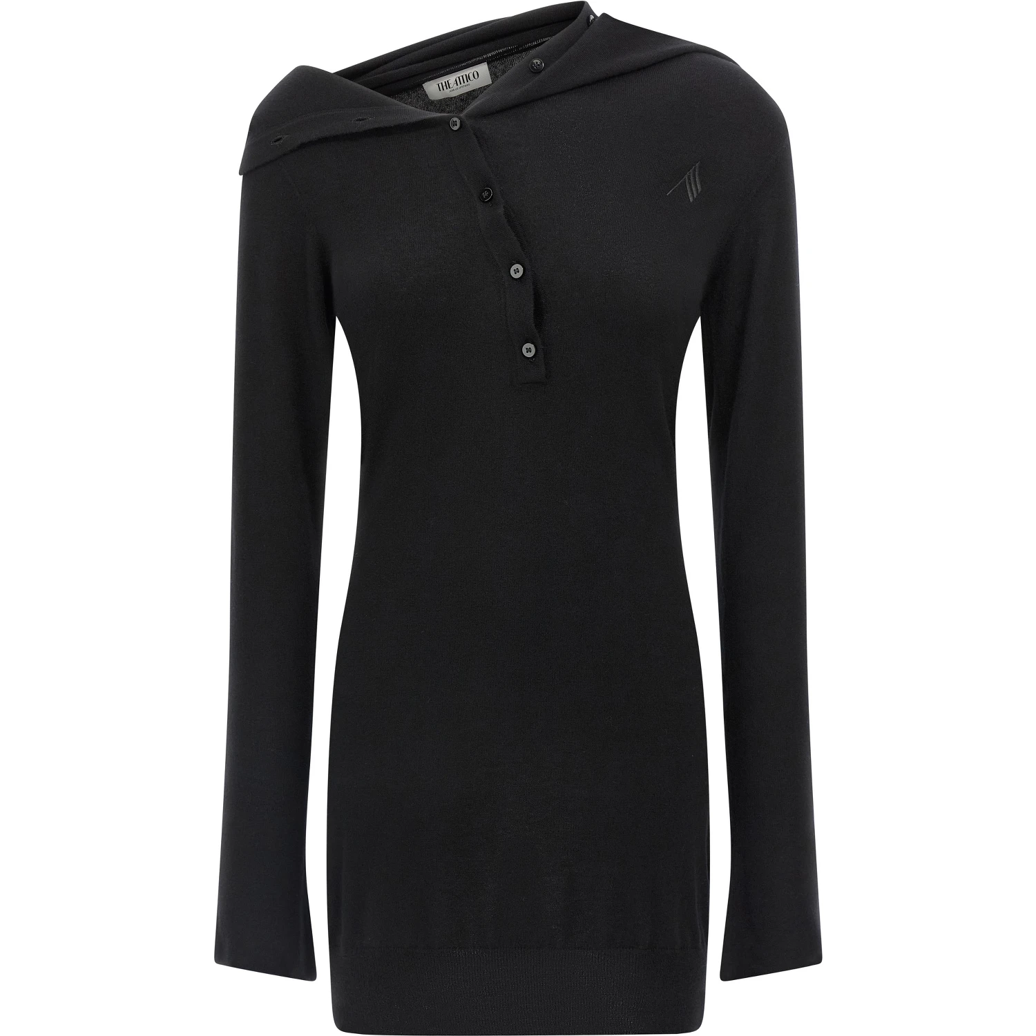 Black Virgin Wool Short Dress