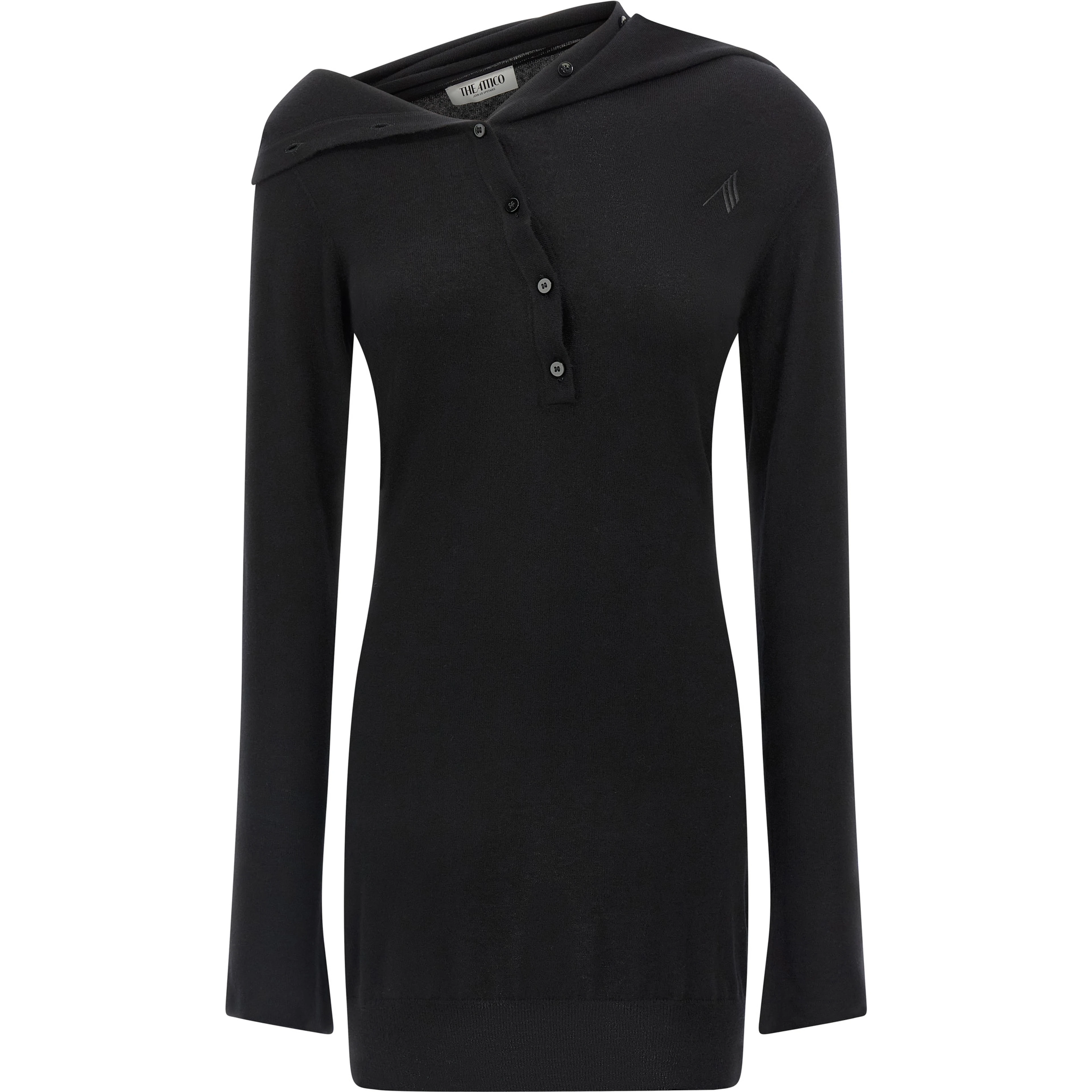 Black Virgin Wool Short Dress