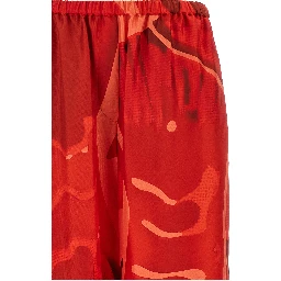 Multicolor Silk Casual Pants