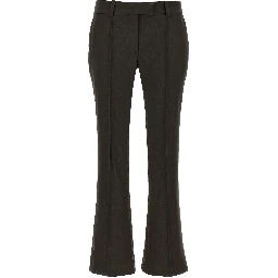 Brown Virgin Wool Flared Pants