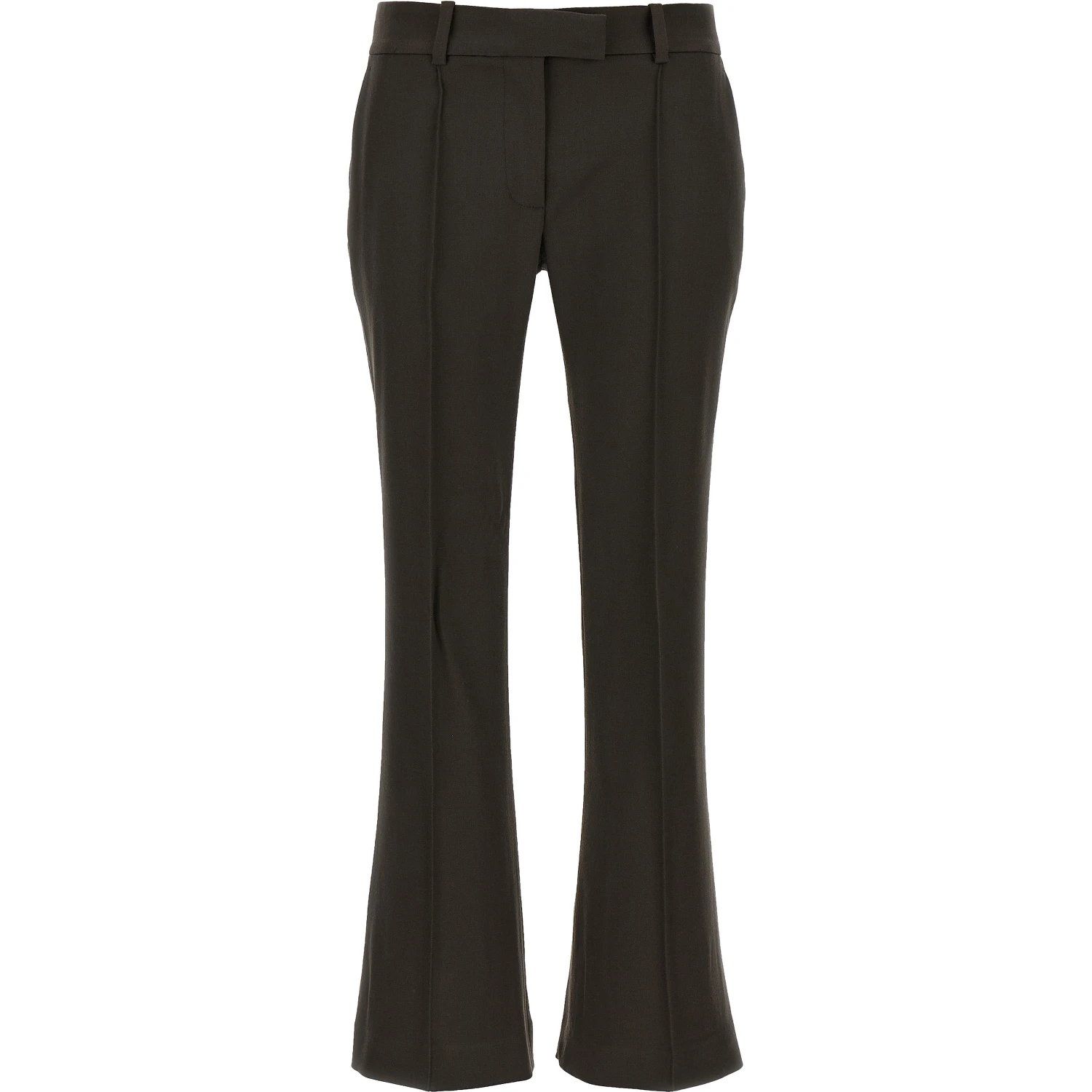 Brown Virgin Wool Flared Pants