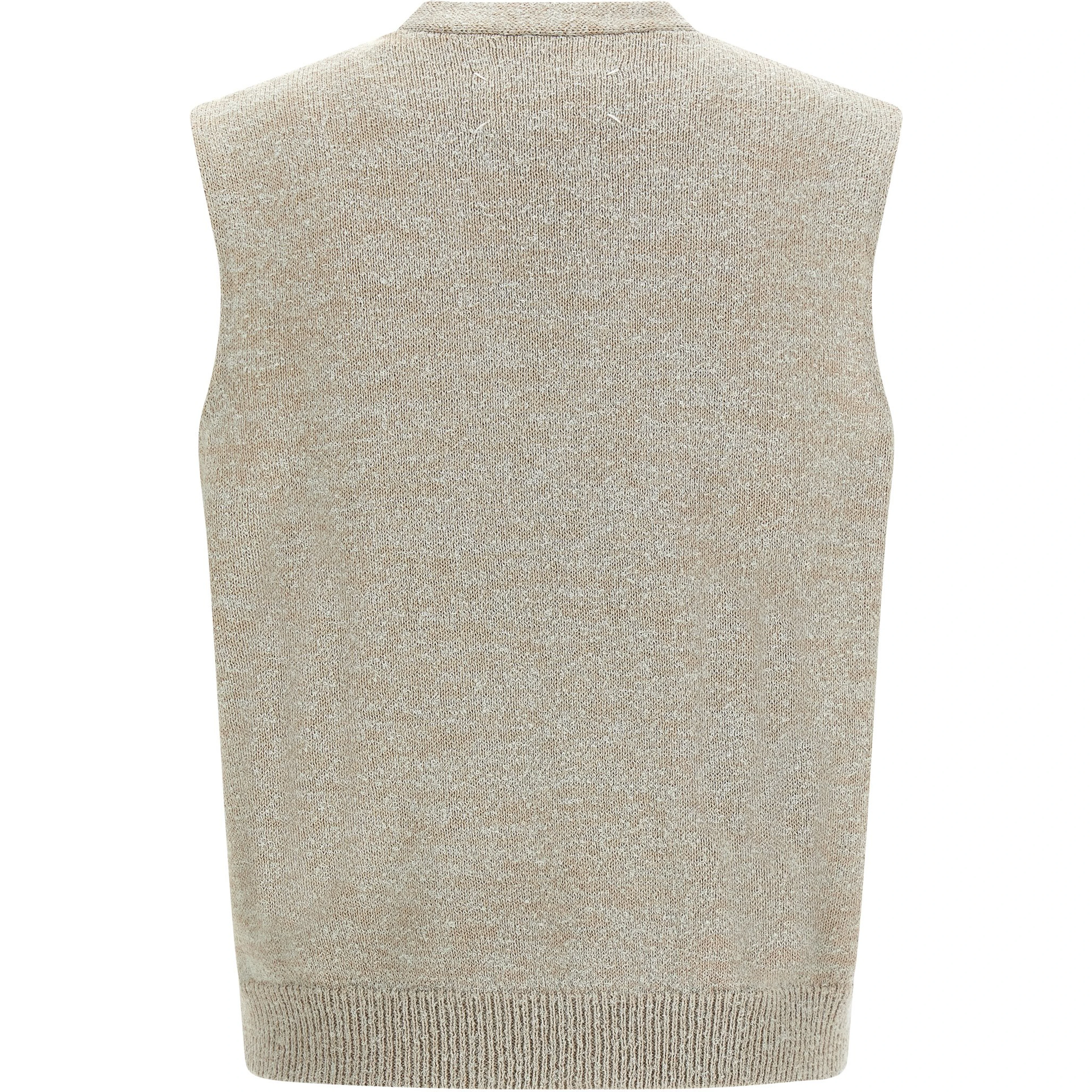 Beige Cotton Sleeveles Sweater
