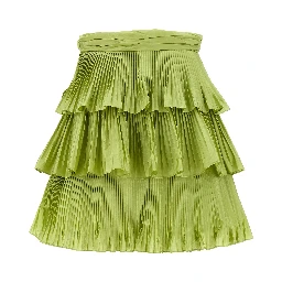 Bicolor Silk Long Skirt