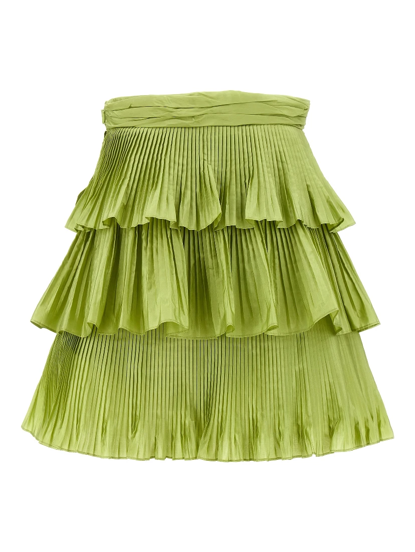 Bicolor Silk Long Skirt