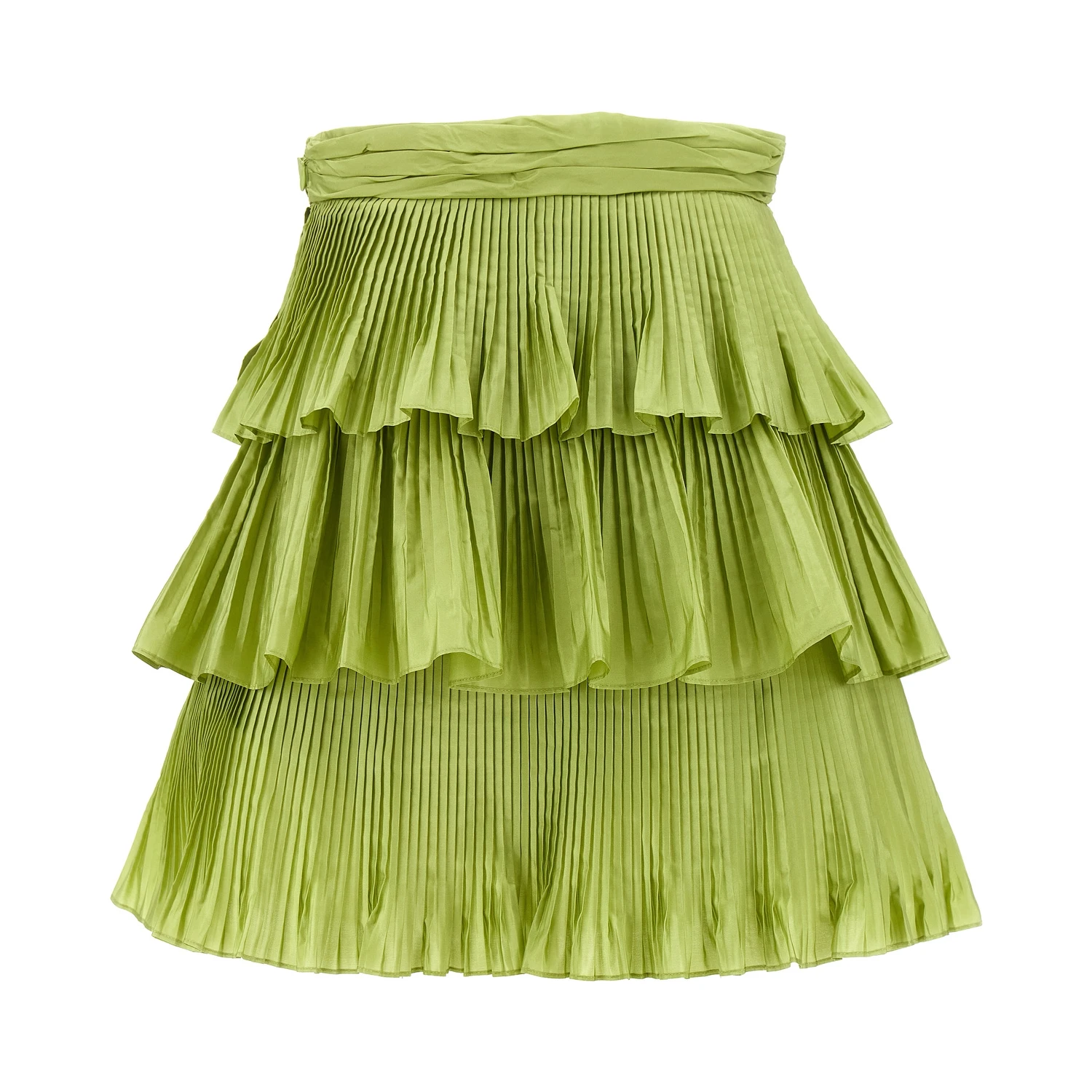 Bicolor Silk Long Skirt