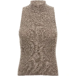 Brown Cashmere Sleeveles Sweater