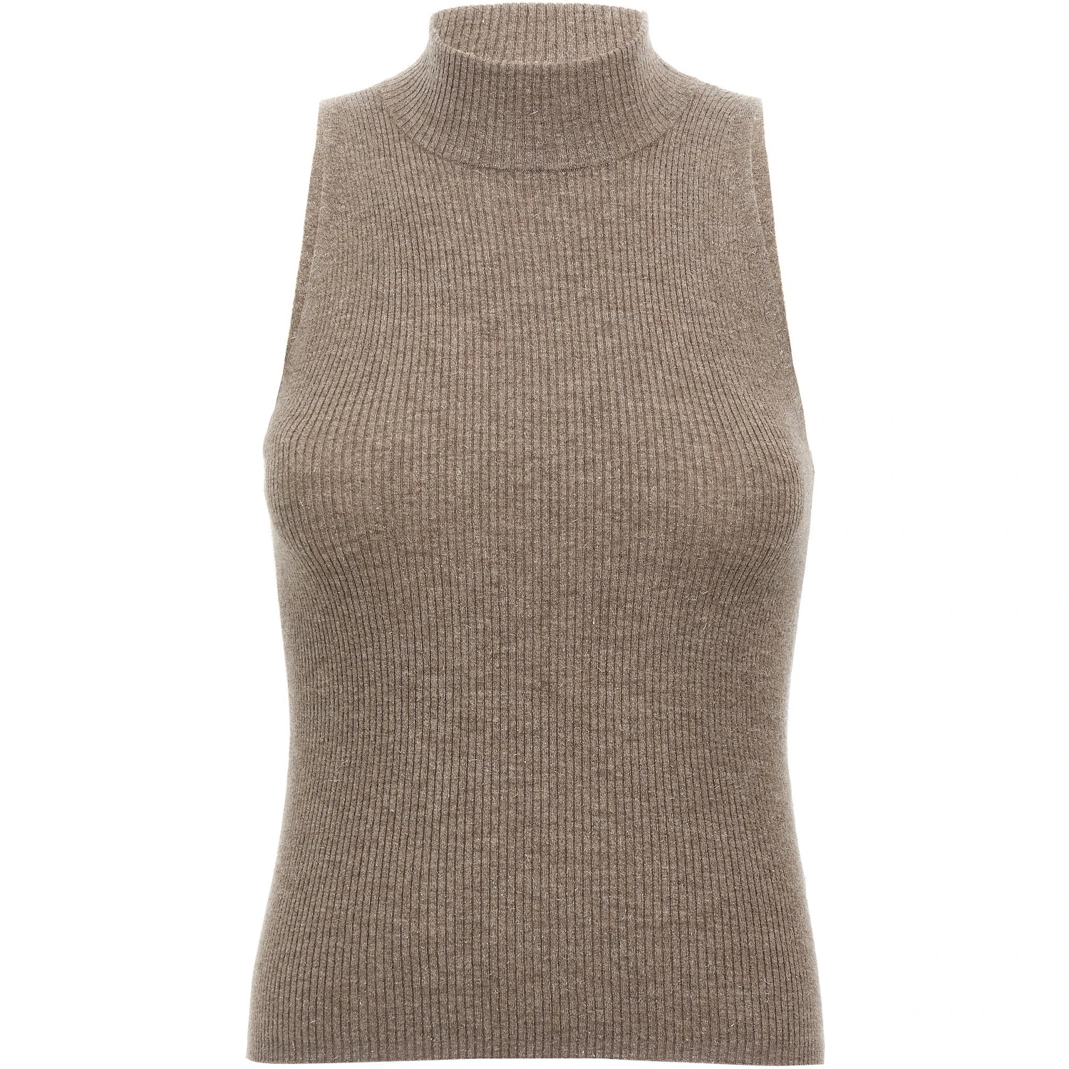 Brown Cashmere Sleeveles Sweater