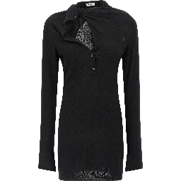 Black Virgin Wool Short Dress