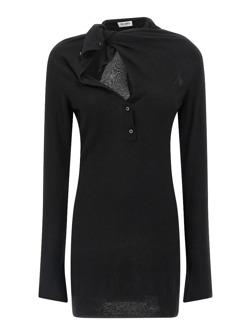 Black Virgin Wool Short Dress