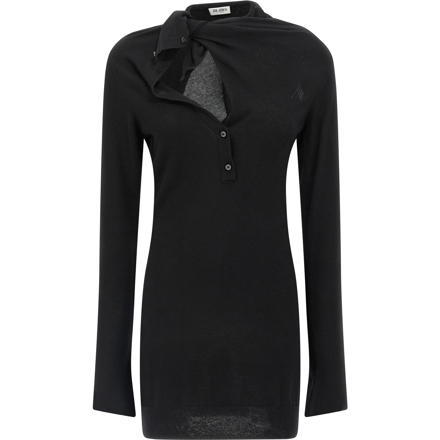Black Virgin Wool Short Dress