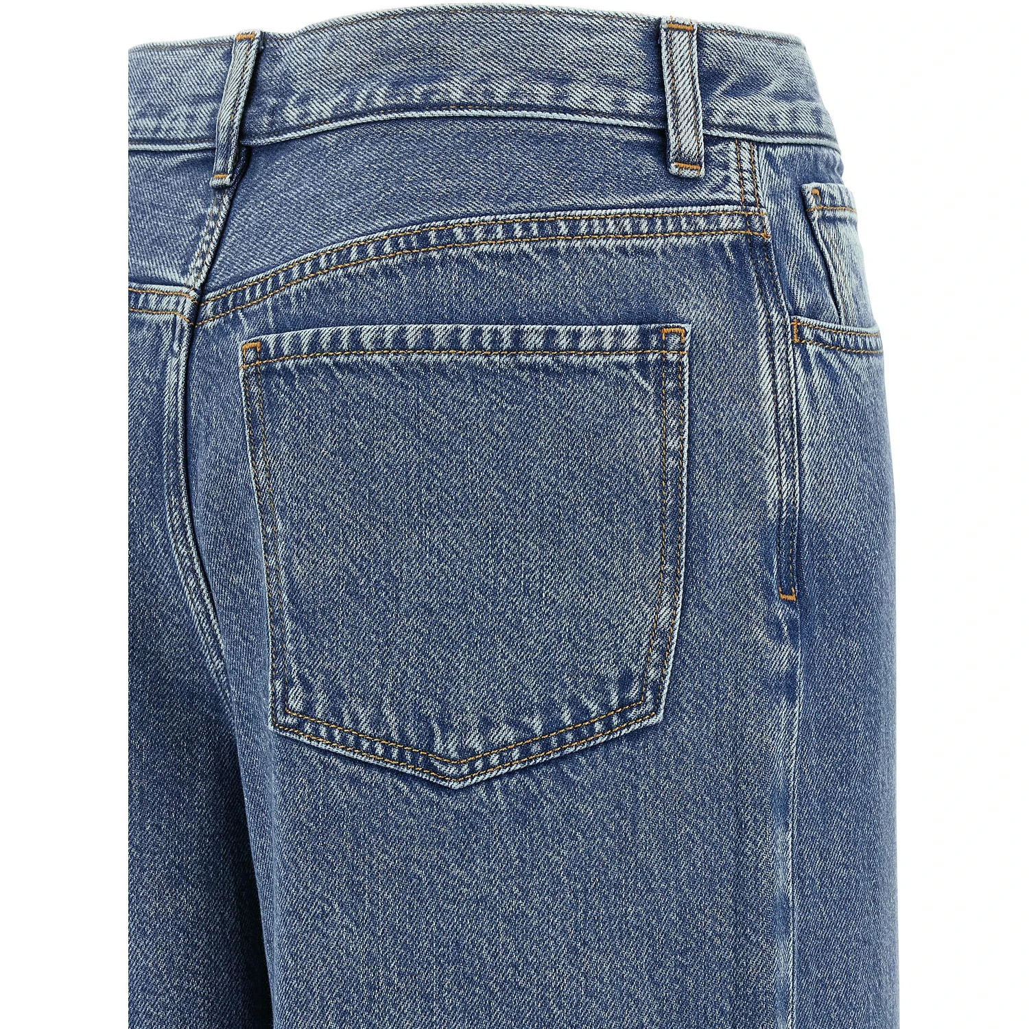 Blue Cotton High-Waisted Jean