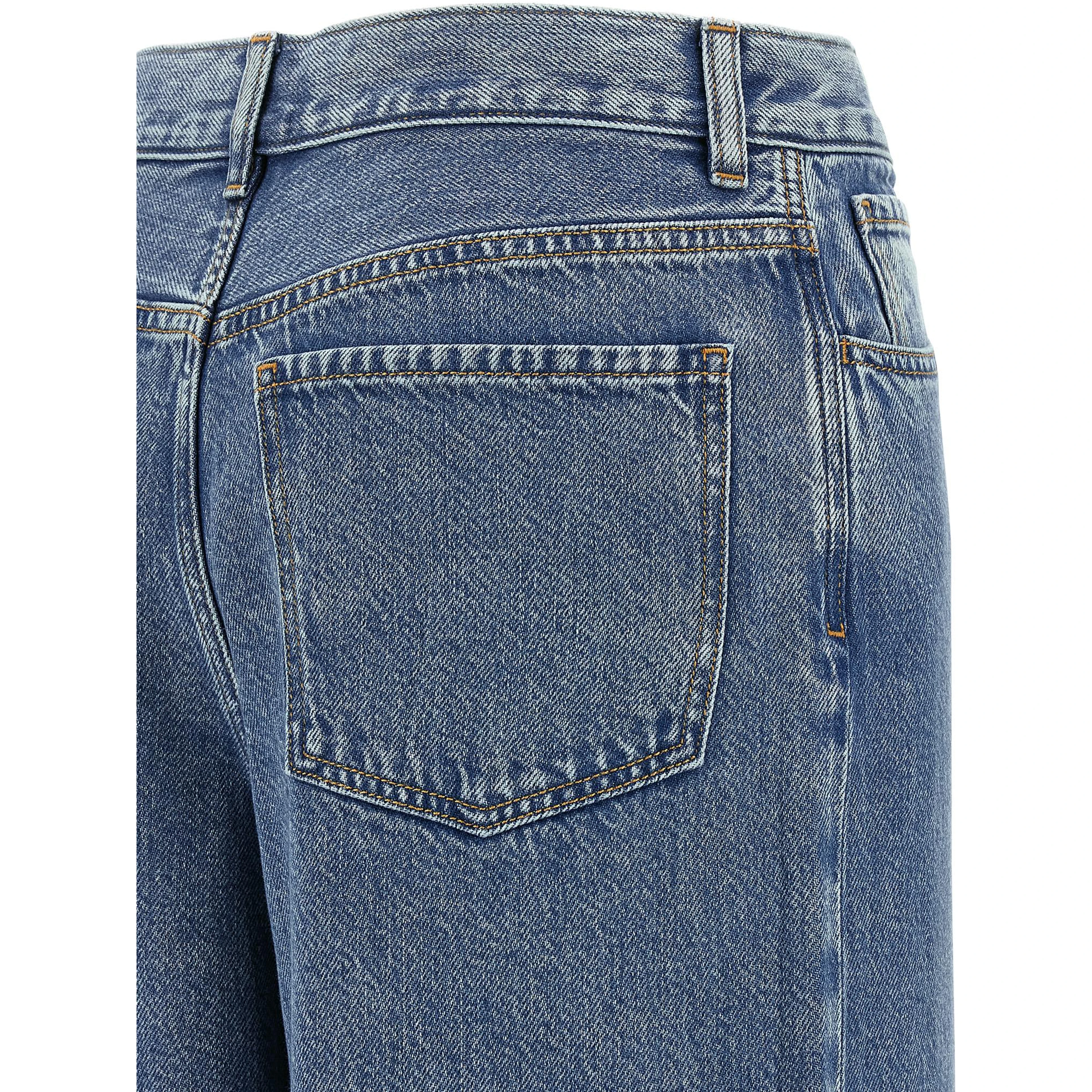 Blue Cotton High-Waisted Jean