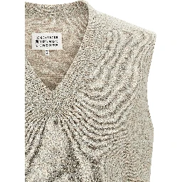 Beige Cotton Sleeveles Sweater