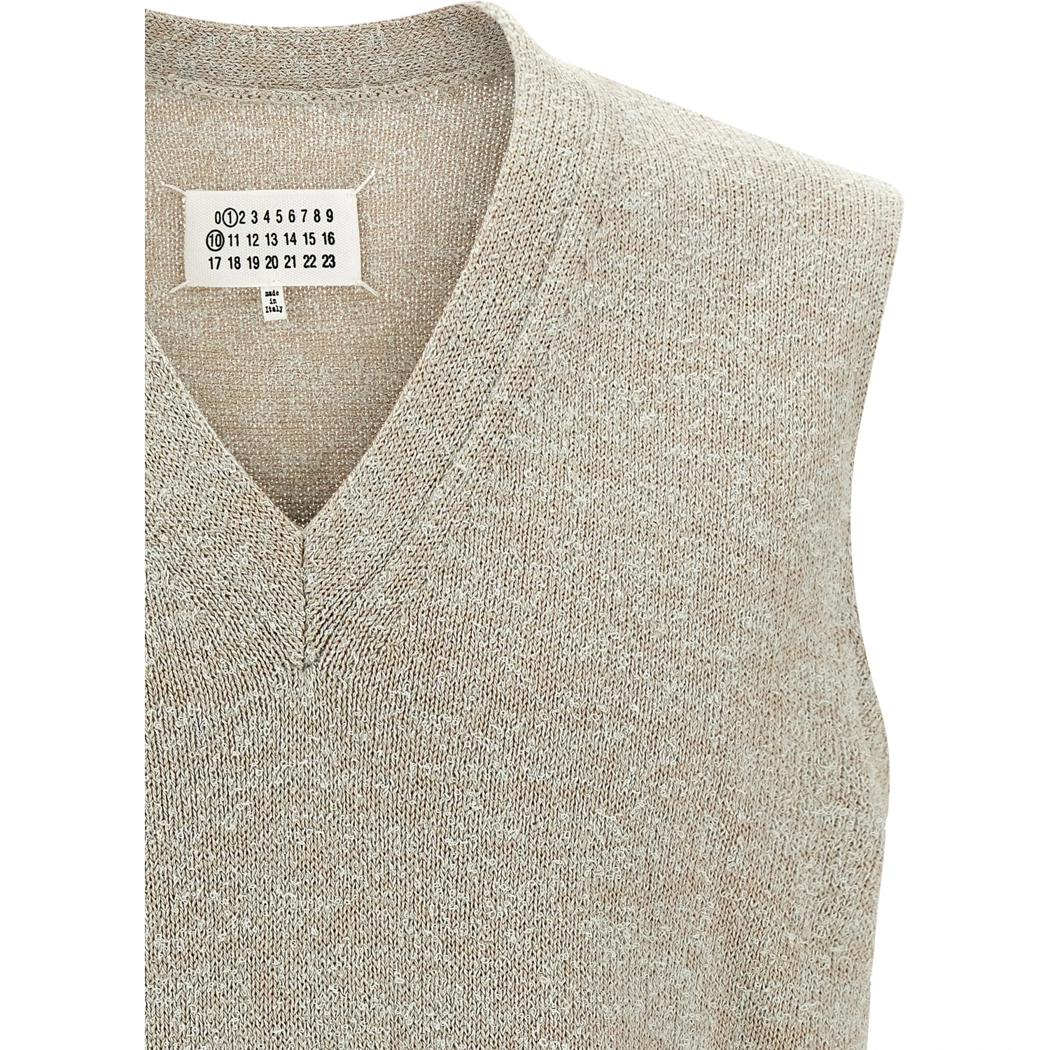 Beige Cotton Sleeveles Sweater