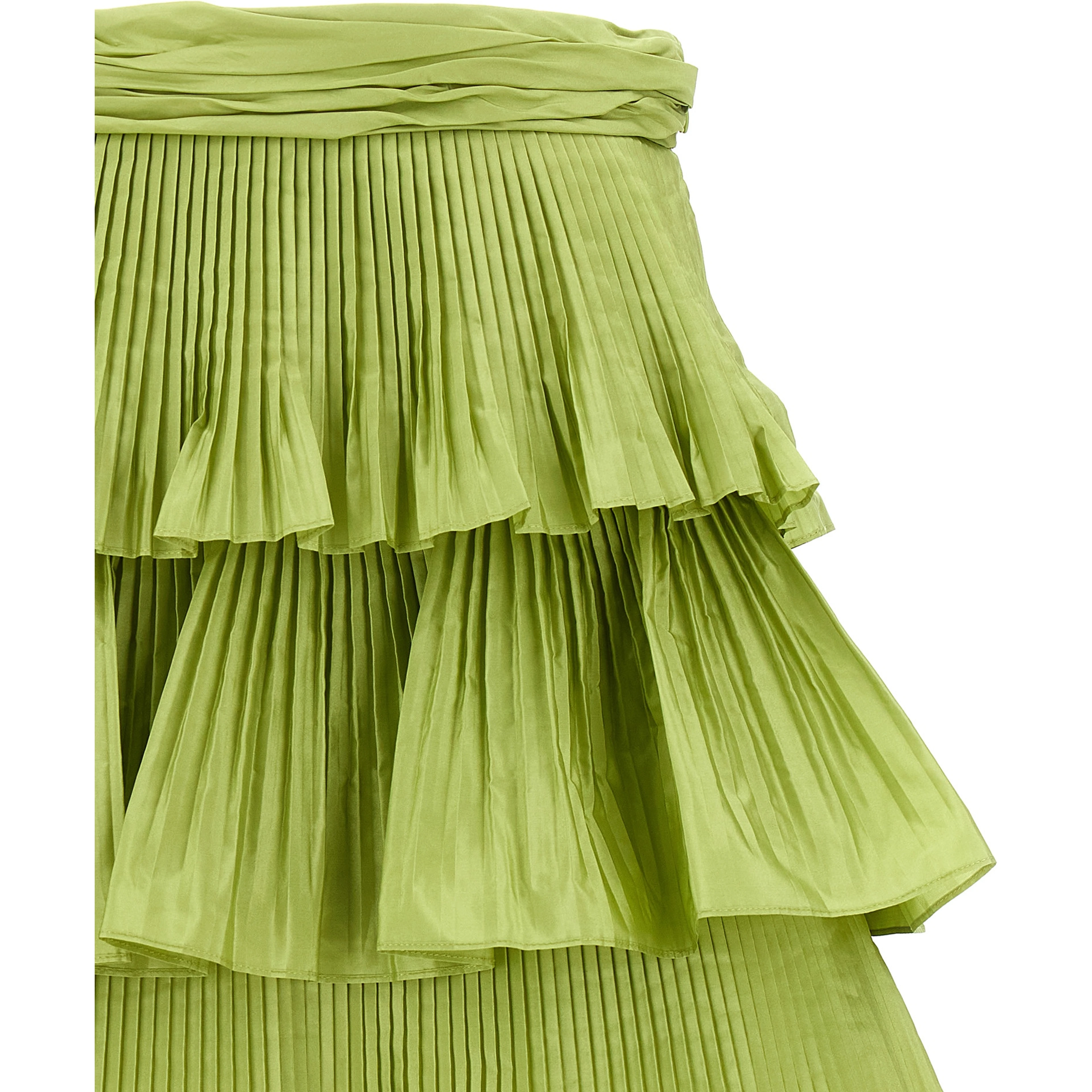 Bicolor Silk Long Skirt