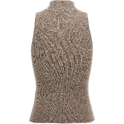 Brown Cashmere Sleeveles Sweater