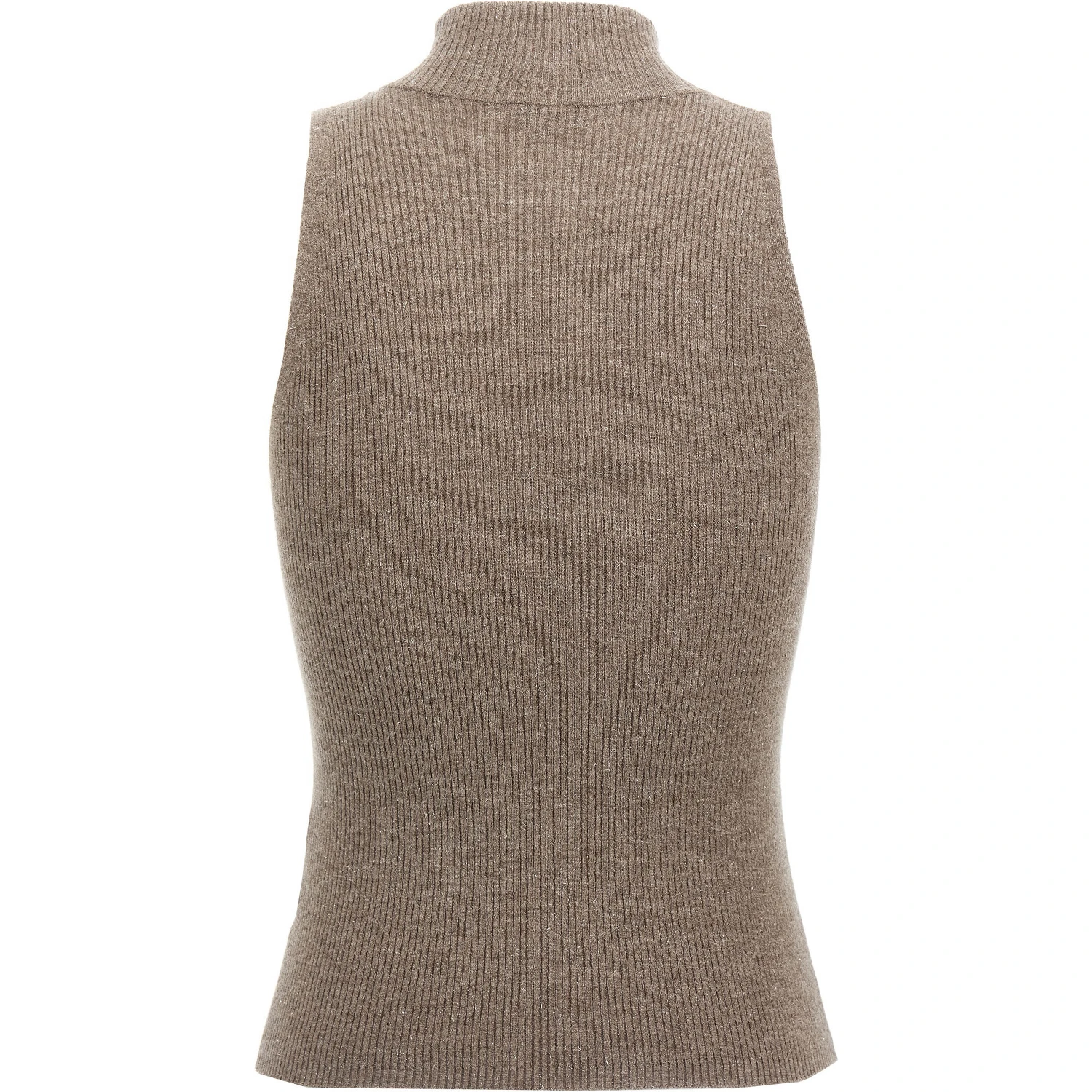 Brown Cashmere Sleeveles Sweater