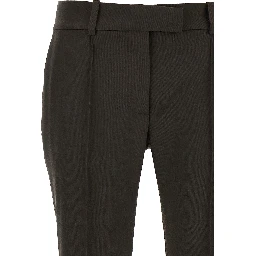 Brown Virgin Wool Flared Pants