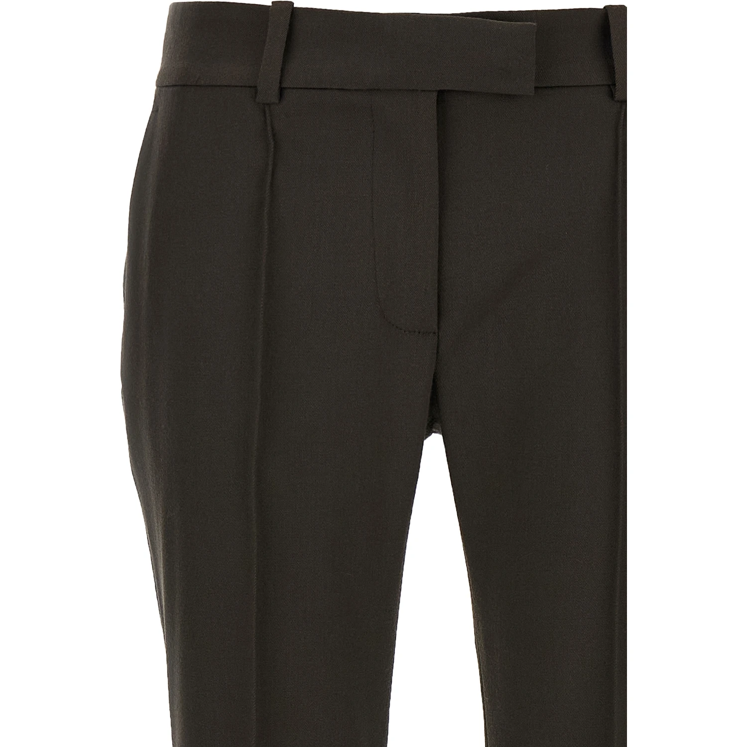 Brown Virgin Wool Flared Pants